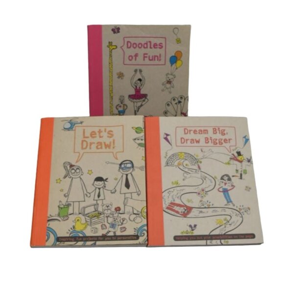 Childrens Drawing Doodle Book Set Dream Big Draw Bigger Doodles Of Fun Lets Draw - Picture 1 of 7